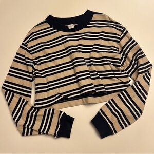 Aritzia Striped Long Sleeve Tee - Black and Tan